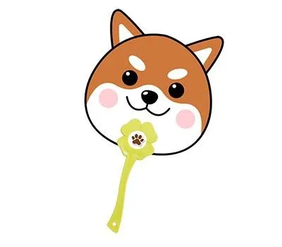 자유형 네잎클로버 로고 연두 부채