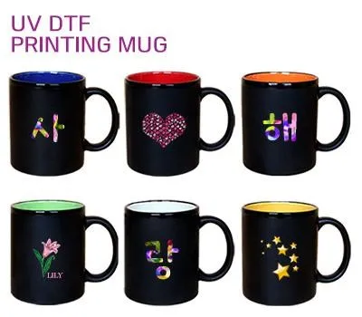 드망즈 UV DTF필름인쇄머그 무광 블랙라인 345ml 12온즈